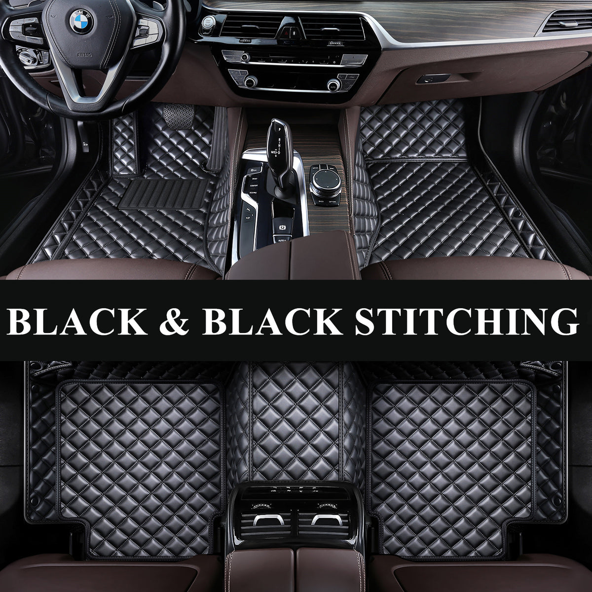 Carvigor Black&Black Diamond Stitching Custom Luxury Car Mats Set