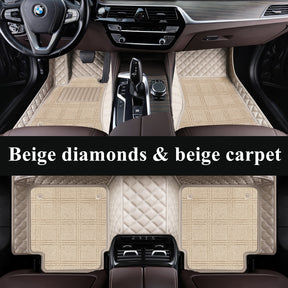 Carvigor Beige Diamond&Beige Double Layer Luxury Car Mats Set