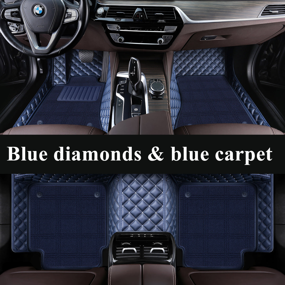 Carvigor Blue Diamond&Blue Double Layer Luxury Car Mats Set