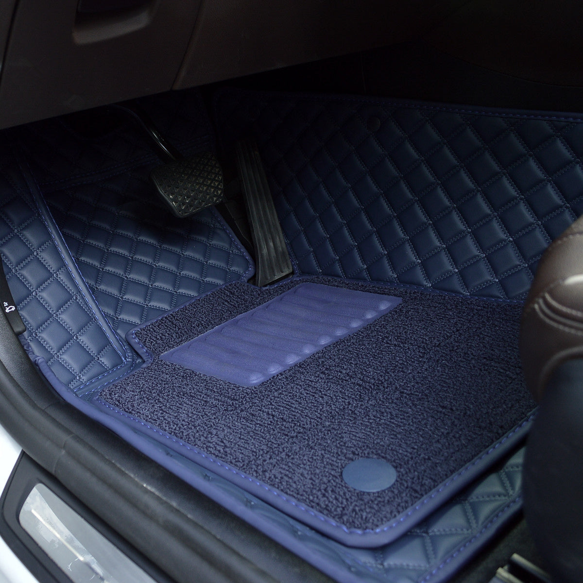 Carvigor Blue Diamond&Blue Double Layer Luxury Car Mats Set