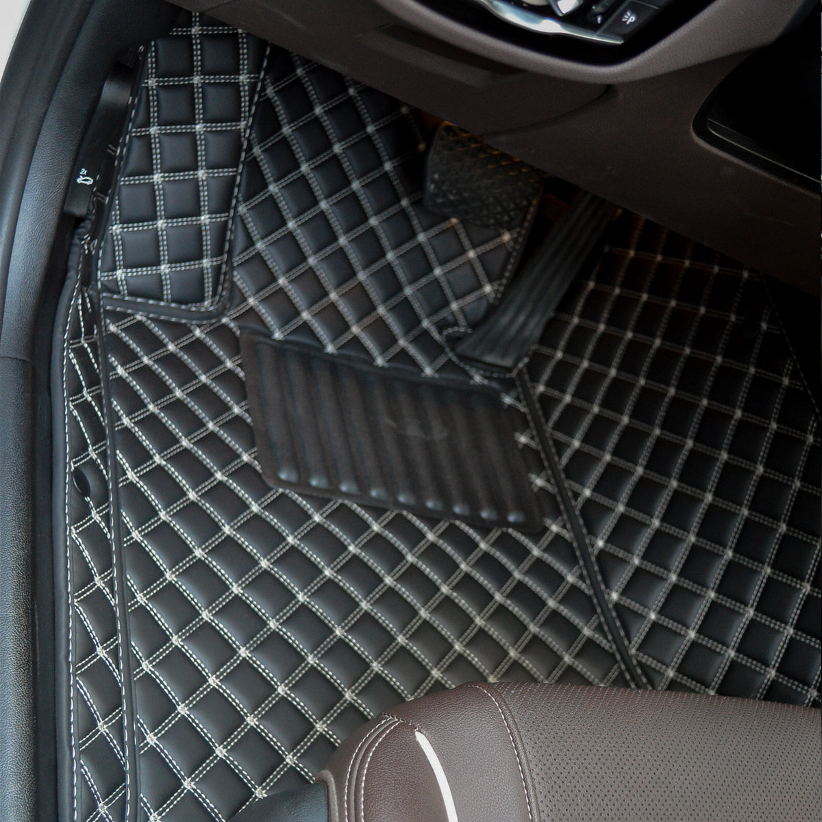 Carvigor Black&Beige Diamond Stitching Custom Luxury Car Mats Set