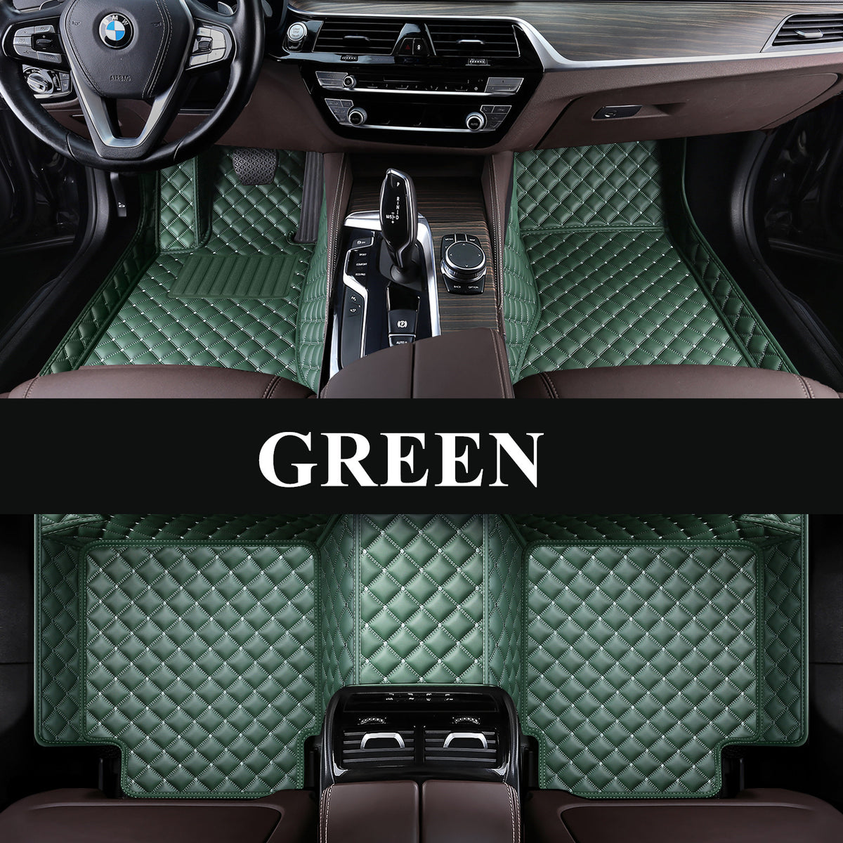 Carvigor Green Diamond Stitching Custom Luxury Car Mats Set