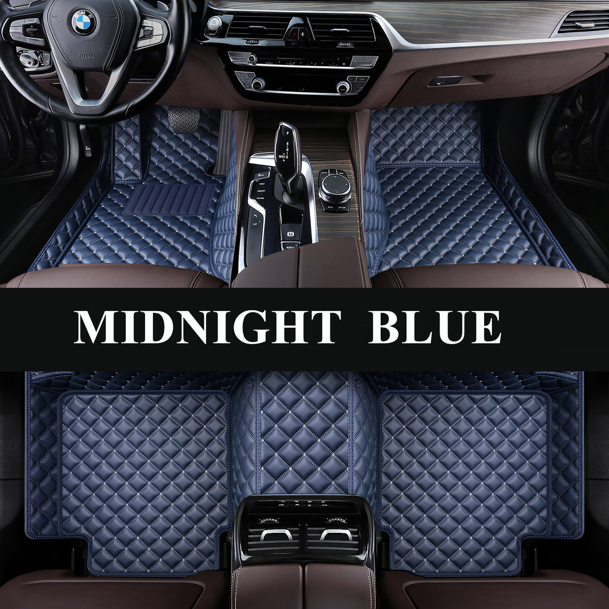 Carvigor Midnight Blue Diamond Stitching Custom Luxury Car Mats Set